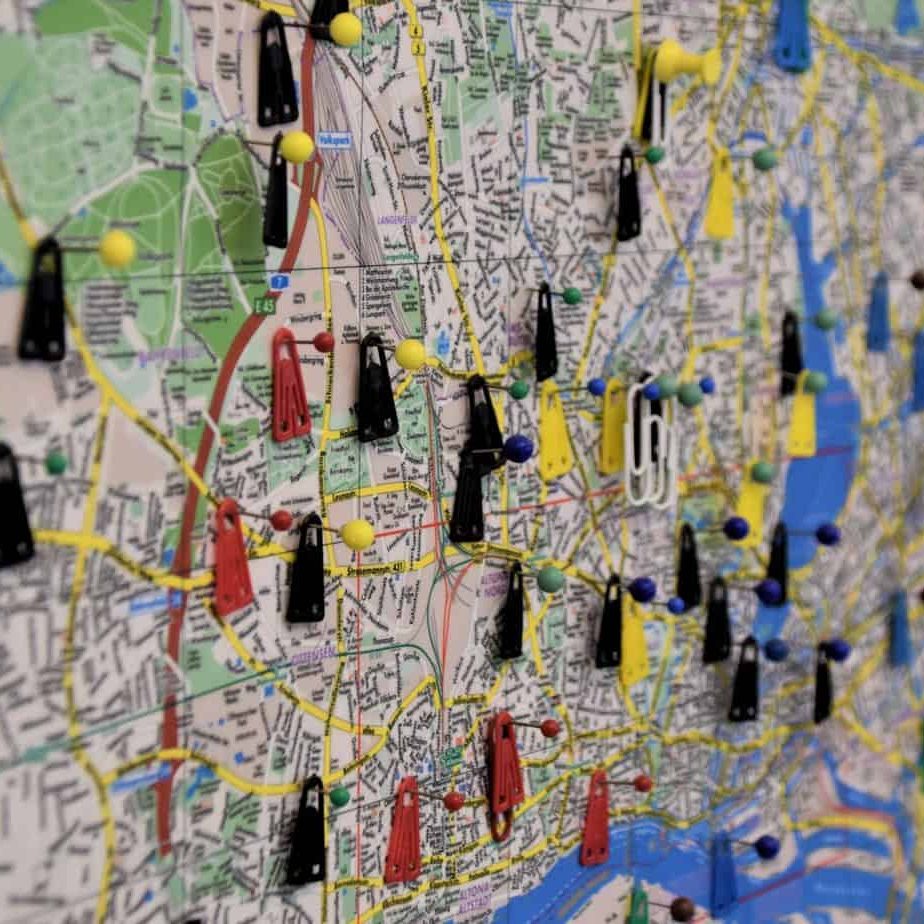 Straßenkarte Hamburg mit Pins